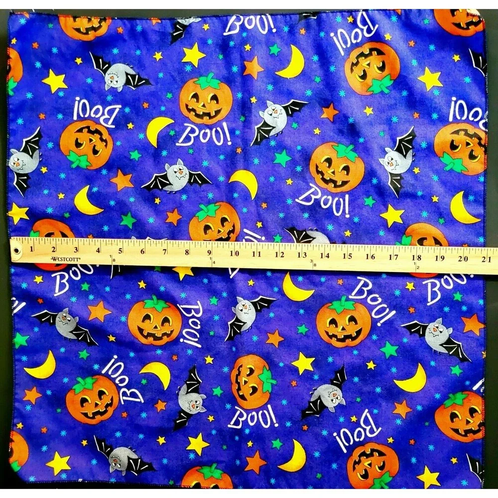Halloween Bandana Trick Or Treat Ghosts Bats Pumpkins Boo Blue 21 X 21 EXC